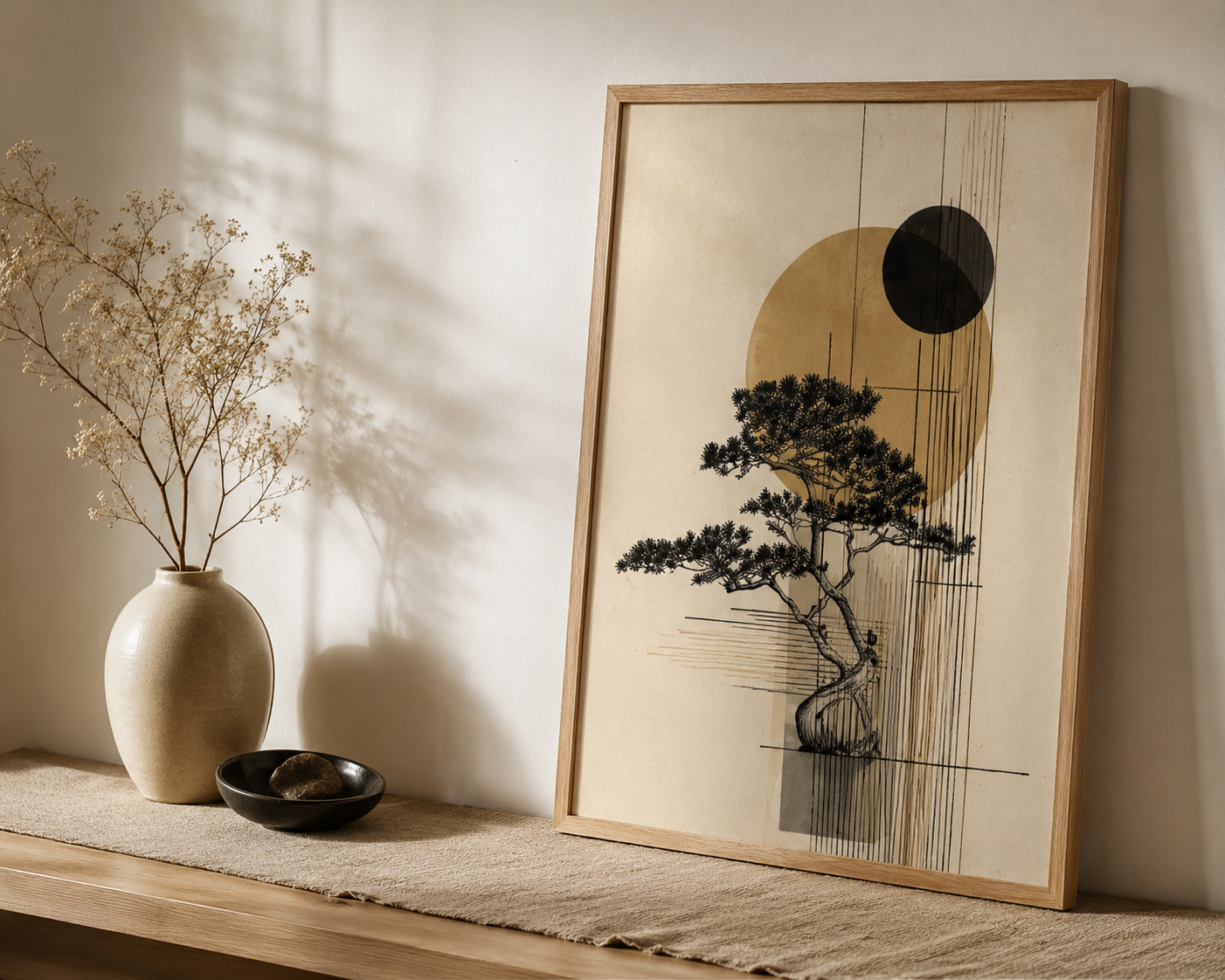Kurashi Zen Bonsai Wall Print — Japanese Minimalist Art