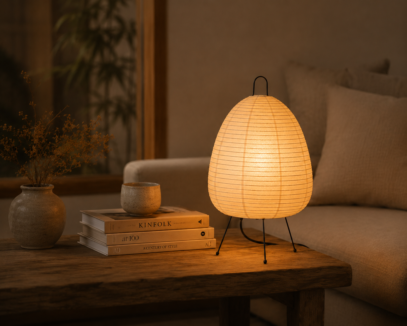 Kurashi Akari Paper Table Lamp — Japanese Minimalist Light