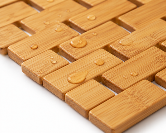 Kurashi Bamboo Bath Mat — Natural Wooden Shower & Spa Mat