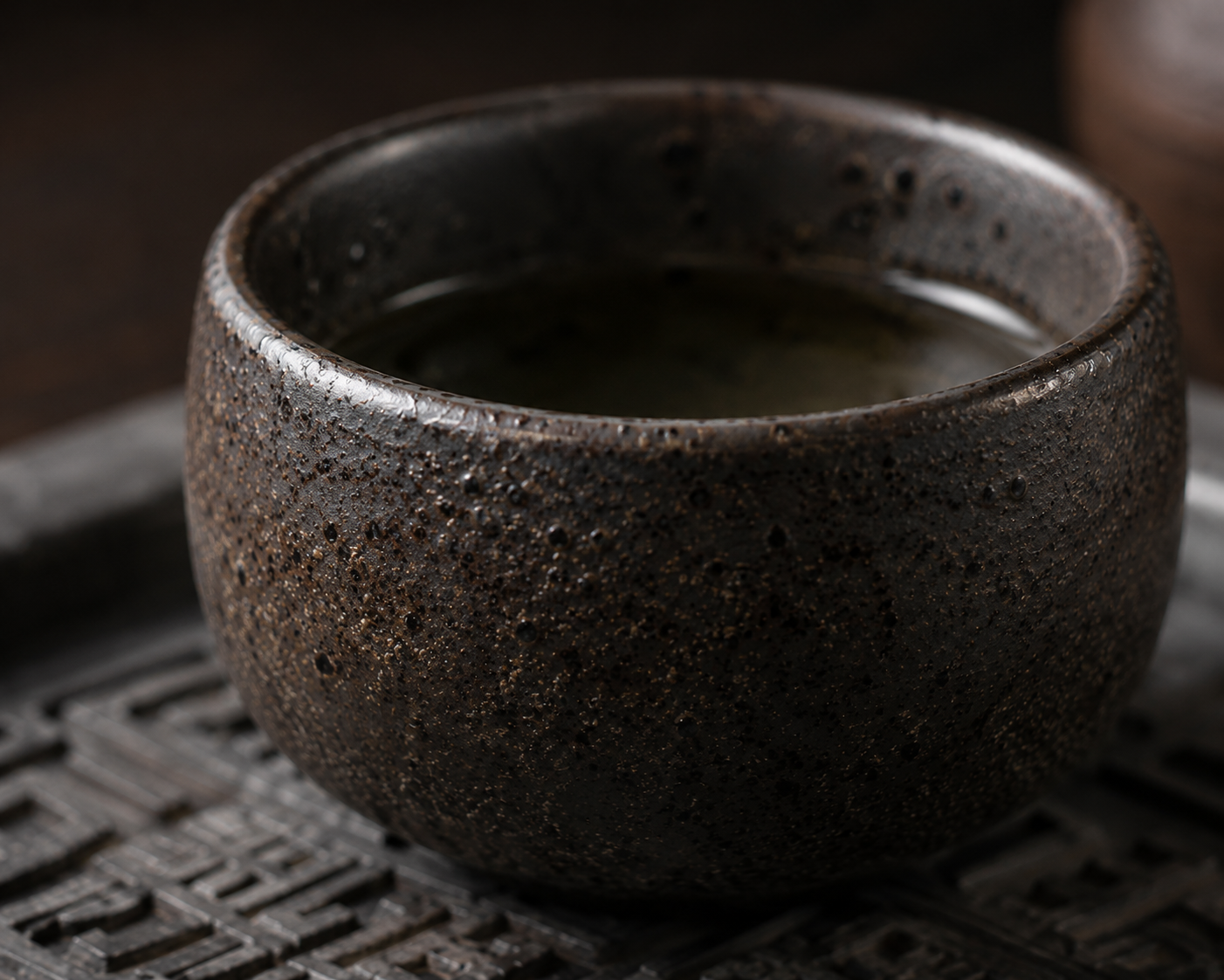 Kurashi Ceramic Tea Cup — Japanese Rustic Stoneware Zen Cup 60ml