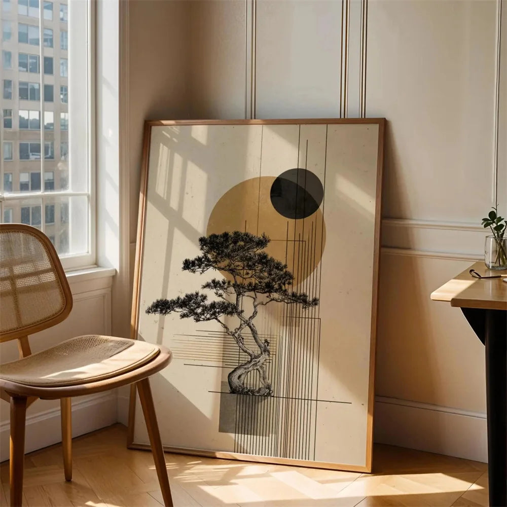 Kurashi Zen Bonsai Wall Print — Japanese Minimalist Art